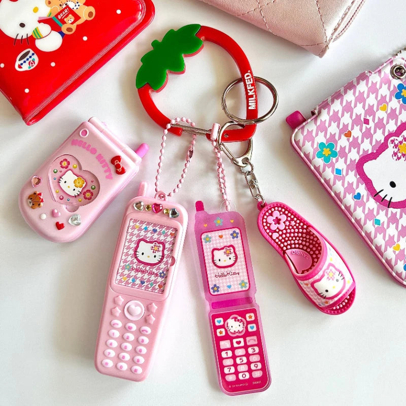 Sanrio Characters Retro Flip Phone Keychain Pendant