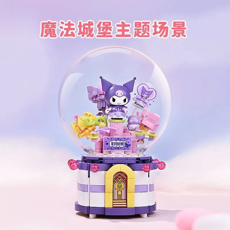 Original Keeppley Sanrio Building Block DIY Kuromi HelloKitty my melody Music Box Action Figure Anime Collection Kids Toys Gift