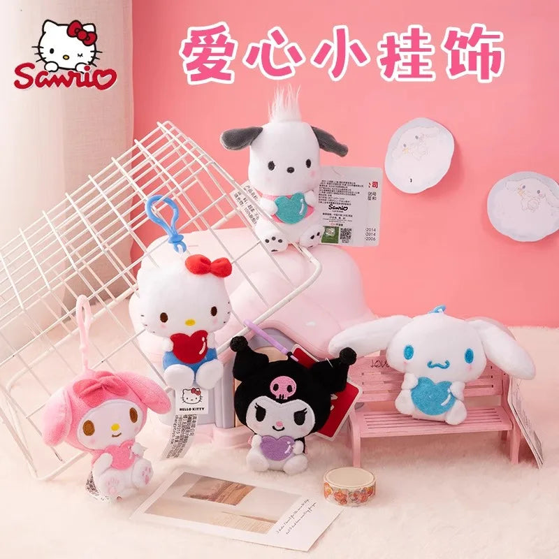 Sanrio Characters 10cm Holding Hearts Plush Keychains