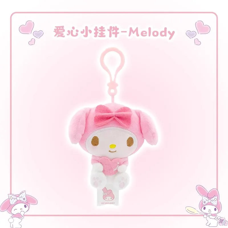 Sanrio Characters 10cm Holding Hearts Plush Keychains