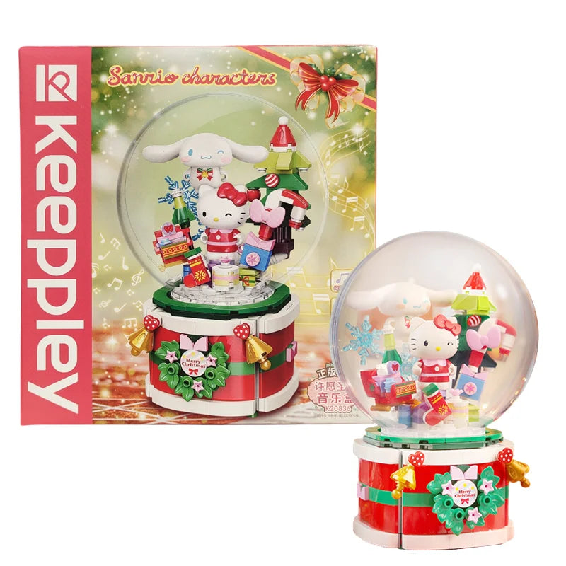 Original Keeppley Sanrio Building Block DIY Kuromi HelloKitty my melody Music Box Action Figure Anime Collection Kids Toys Gift