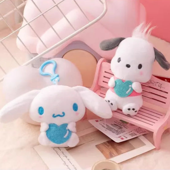 Sanrio Characters 10cm Holding Hearts Plush Keychains