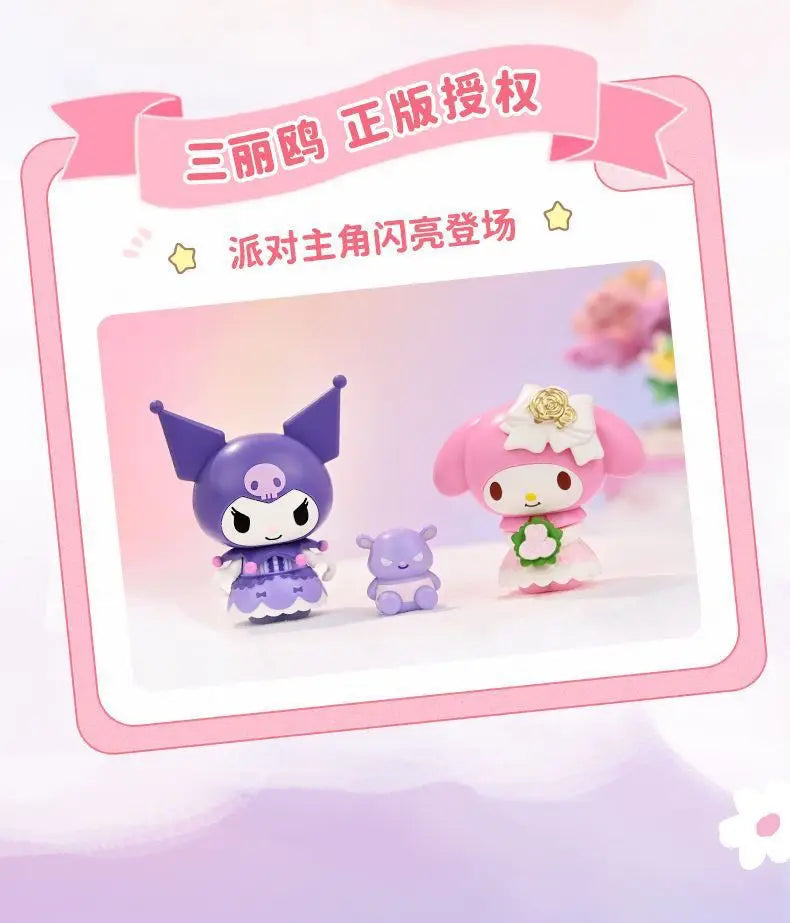 Original Keeppley Sanrio Building Block DIY Kuromi HelloKitty my melody Music Box Action Figure Anime Collection Kids Toys Gift