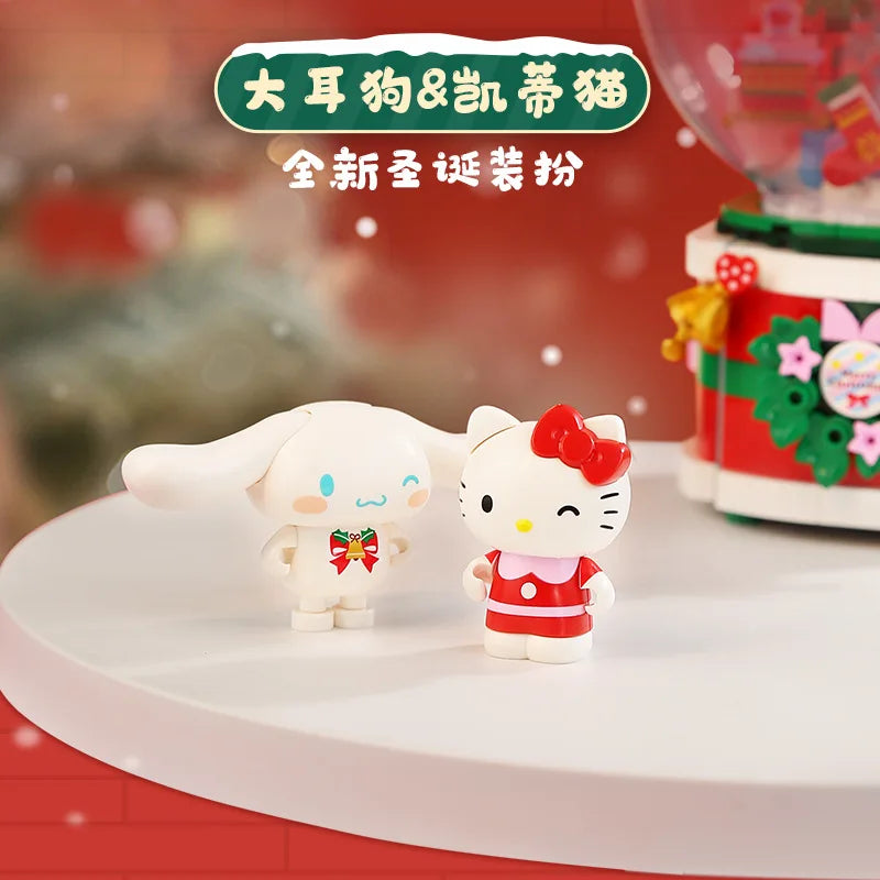 Original Keeppley Sanrio Building Block DIY Kuromi HelloKitty my melody Music Box Action Figure Anime Collection Kids Toys Gift
