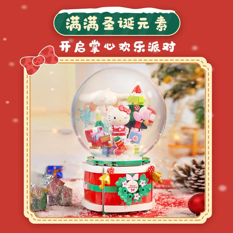 Original Keeppley Sanrio Building Block DIY Kuromi HelloKitty my melody Music Box Action Figure Anime Collection Kids Toys Gift