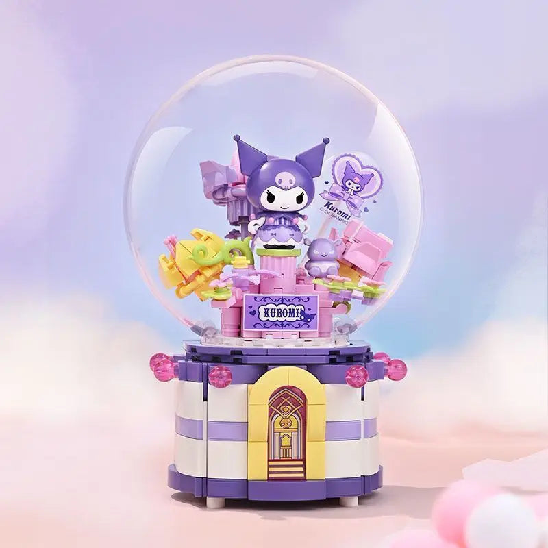 Original Keeppley Sanrio Building Block DIY Kuromi HelloKitty my melody Music Box Action Figure Anime Collection Kids Toys Gift