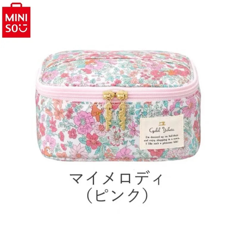 Sanrio Hello Kitty Double Star Flower Zipper Storage Bag for Women's Sweet High Quality Multi functional Makeup Bag