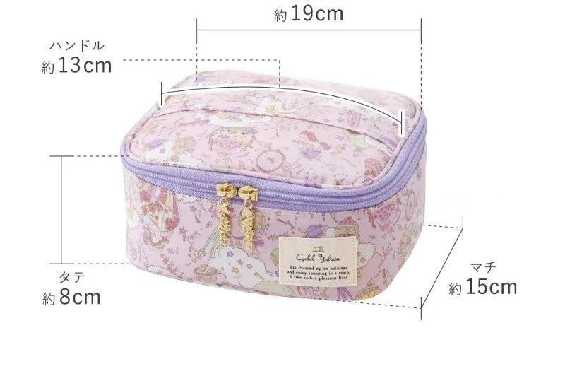 Sanrio Hello Kitty Double Star Flower Zipper Storage Bag for Women's Sweet High Quality Multi functional Makeup Bag