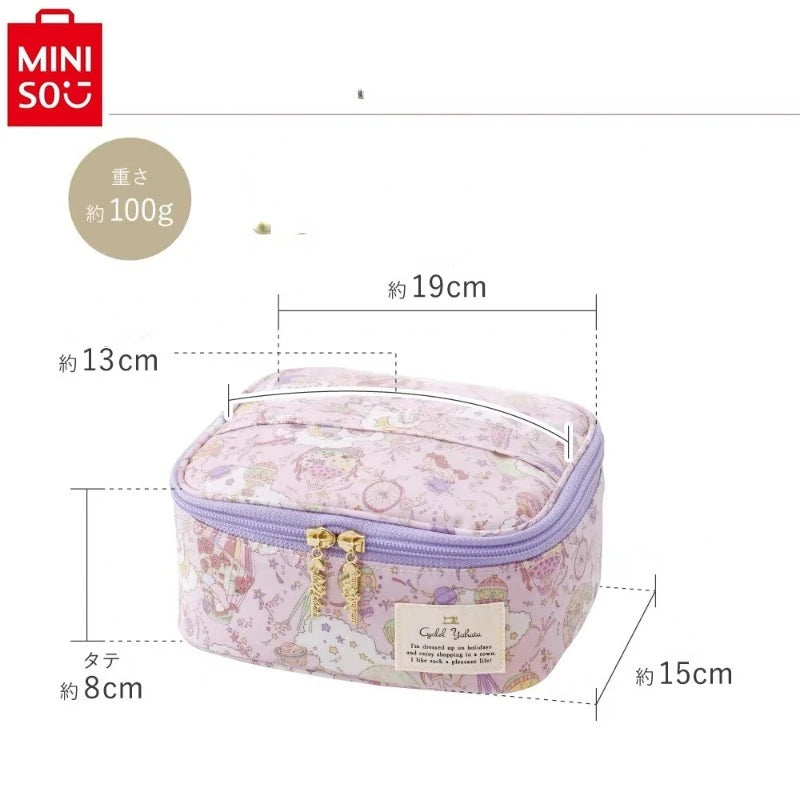 Sanrio Hello Kitty Double Star Flower Zipper Storage Bag for Women's Sweet High Quality Multi functional Makeup Bag