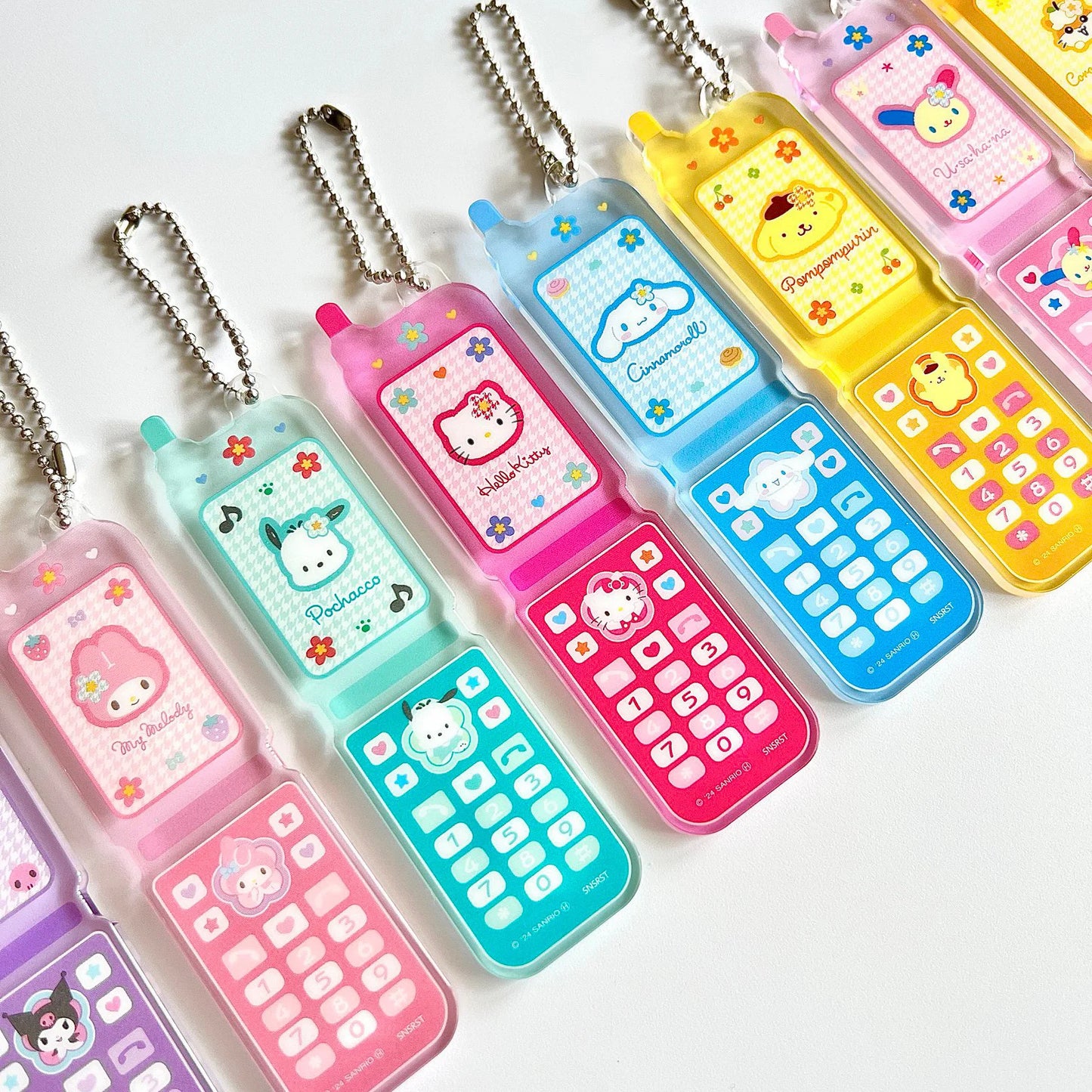 Sanrio Characters Retro Flip Phone Keychain Pendant