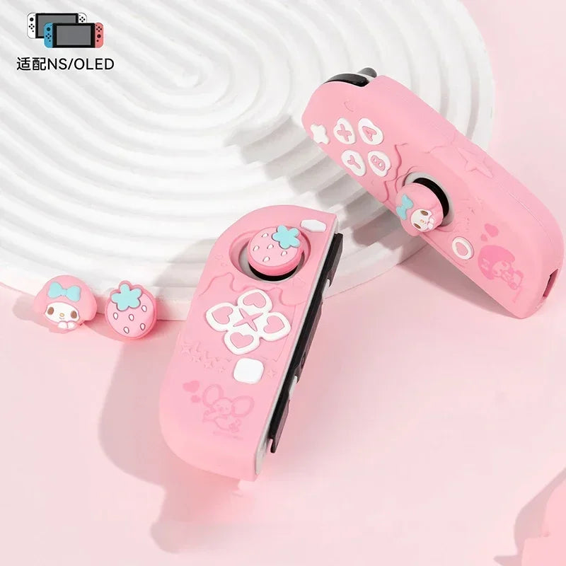 Sanrio Kuromi Cinnamoroll Pochacco Switch Ns/oled Handle Protective Case Anti-fall Digital Accessories Cute Anime Figure Gift