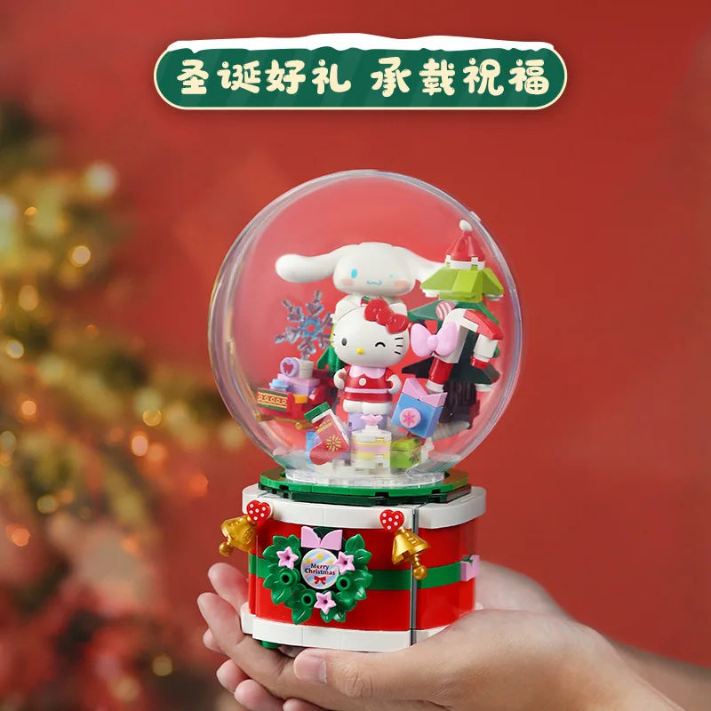 Original Keeppley Sanrio Building Block DIY Kuromi HelloKitty my melody Music Box Action Figure Anime Collection Kids Toys Gift