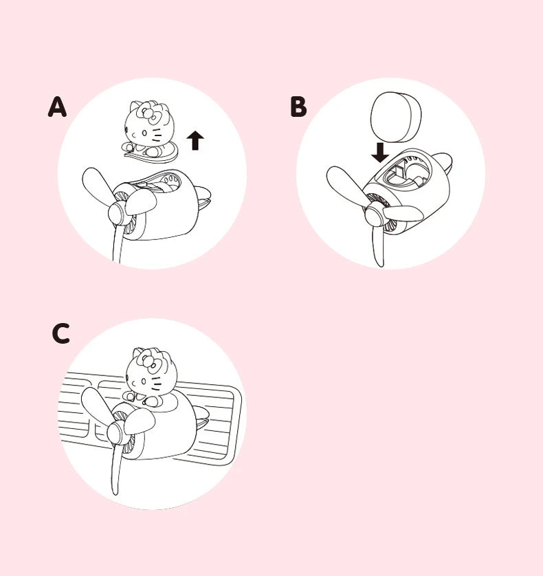 Sanrio Hello Kitty Air Freshener Car Perfum Kawaii Propeller Outlet Vent Fresheners Perfume Suitable for Car Interior Decoration