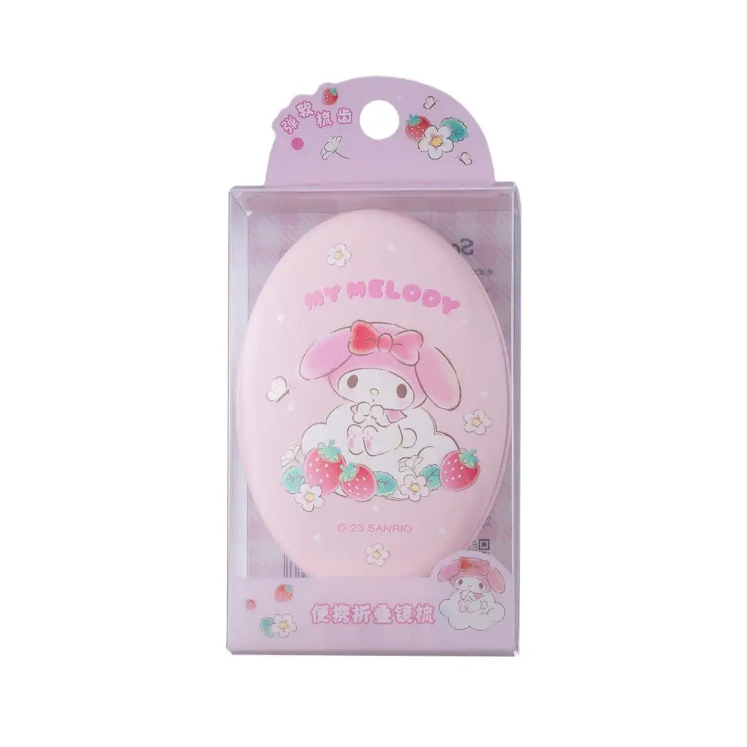 Sanrio Strawberry Characters Folding Touch-Up Cosmetic Mirror + Comb