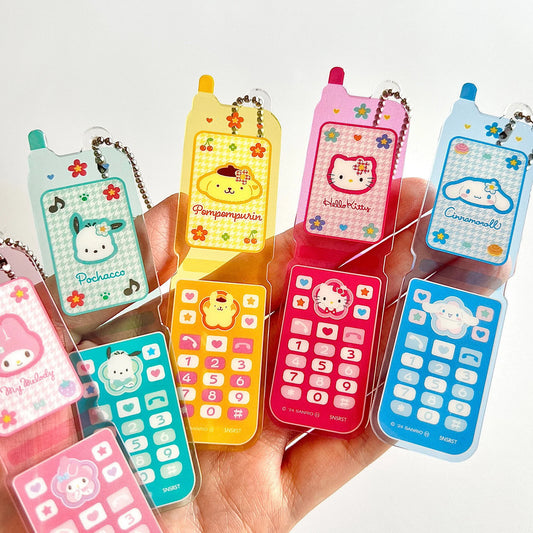 Sanrio Characters Retro Flip Phone Keychain Pendant