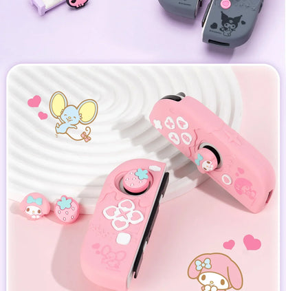 Sanrio Kuromi Cinnamoroll Pochacco Switch Ns/oled Handle Protective Case Anti-fall Digital Accessories Cute Anime Figure Gift