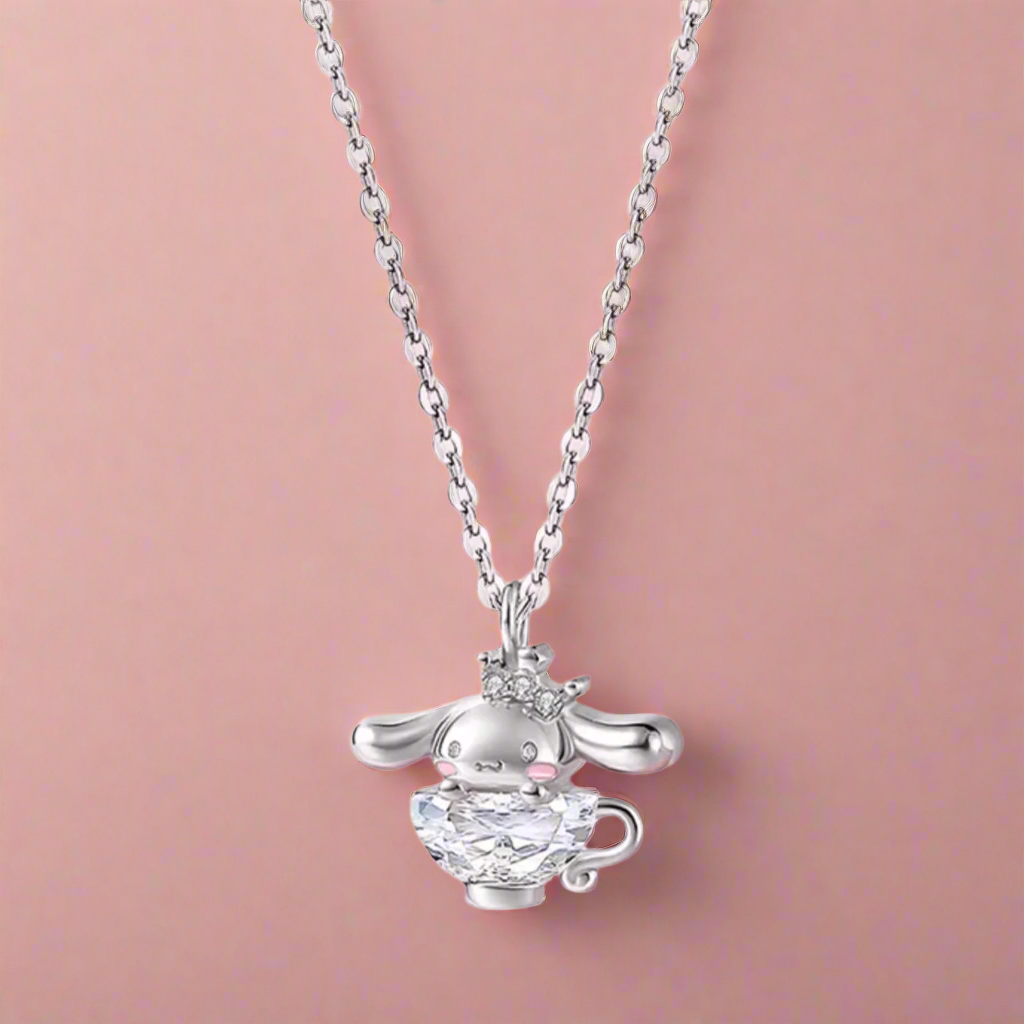Cinnamoroll Crystal Teacup Necklace