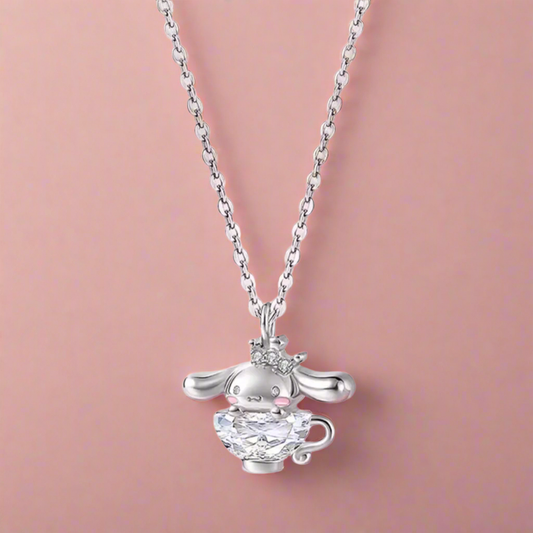 Cinnamoroll Crystal Teacup Necklace
