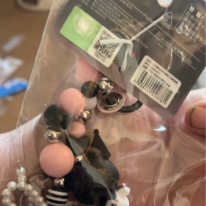 Kuromi & My Melody Beaded Mobile Phone Keychain