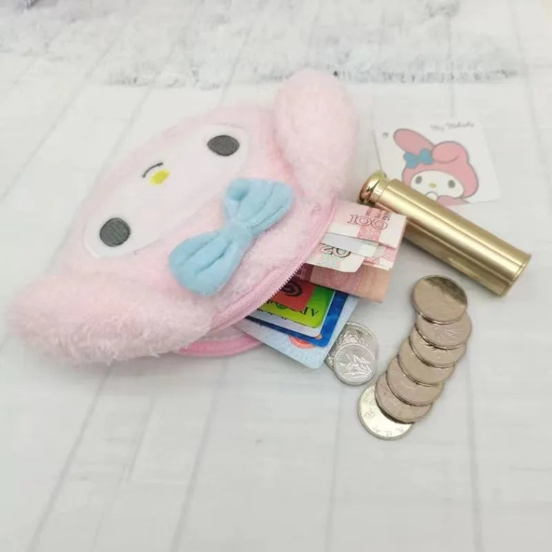 Sanrio Character Fuzzy Zipper Coin Purse